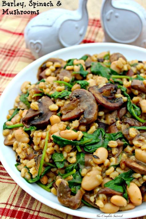 Barley Recipe Healthy, Barley Recipes, How To Cook Barley, Mushrooms And Spinach, Spinach And Mushrooms, Barley Recipe, Mushroom Dish, Cooking Thermometer, Spinach Stuffed Mushrooms