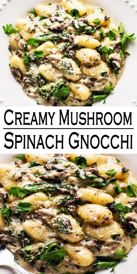 Umami Recipes, Spinach Gnocchi, Gnocchi Recipes Easy, Pegan Recipes, Gnocchi Dishes, Gluten Free Gnocchi, Paleo Dinners, Mushroom Spinach, Potato Gnocchi