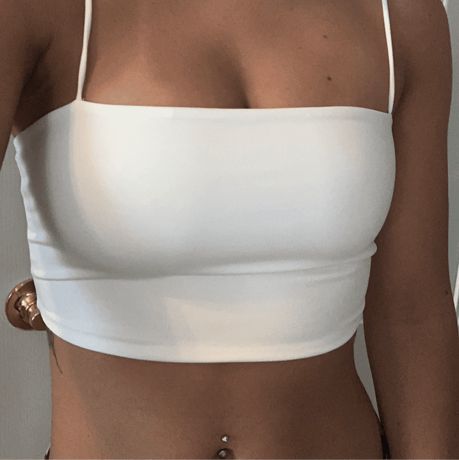 Shein Crop Tops, Cropped Shein, Cami Top Outfit, Emma Hallberg, White Bra Top, Crop Top Blanco, Tops Shein, White Crop Top Tank, Top Shein