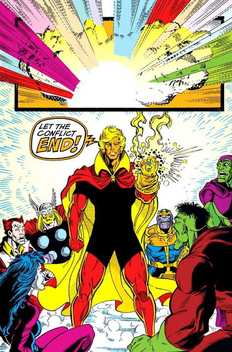 𝗧𝗛𝗘 ∞ 𝗜𝗡𝗙𝗜𝗡𝗜𝗧𝗬 𝗚𝗔𝗨𝗡𝗧𝗟𝗘𝗧 #➏ Infinity Gauntlet Comic, Adam Warlock Marvel, Posing Reference, Comic Magazine, Cosmic Comics, Adam Warlock, The Infinity Gauntlet, Infinity Gauntlet, Avengers Comics