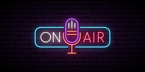 On air neon sign. Premium Vector | Free Vector #Freepik #freevector #background #logo #banner #music Ambiguous Quotes, On Air Radio, Retro Microphone, On Air Sign, Commercial Signs, Business Signage, Quick Quotes, Air Signs, Event Exhibition