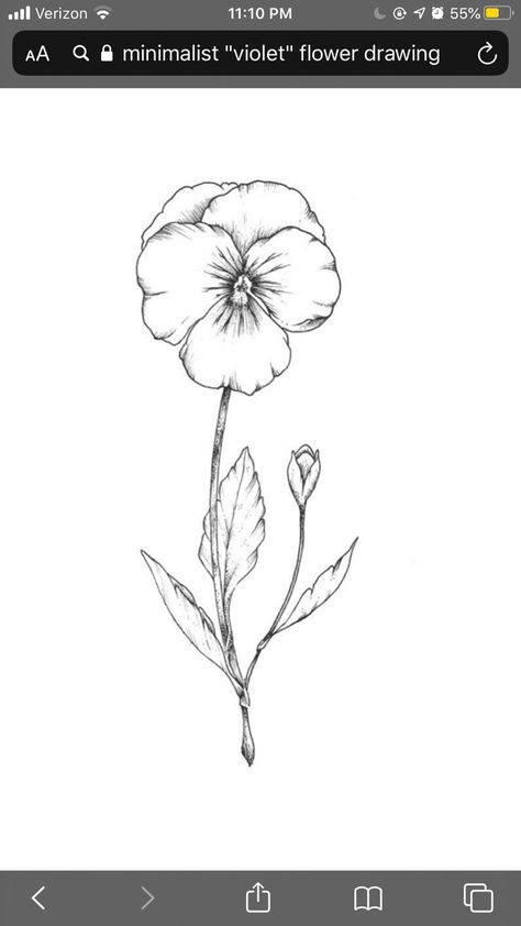 Drawing Of Violet Flower, Black And White Violet Flower Tattoo, Pansies Tattoo Black And White, Pansie Flower Tattoo, Pansy Tattoo Small Black And White, Pansy Line Art, Violet Sketch Flower, Black And White Violet Tattoo, Pansy Tattoo Design