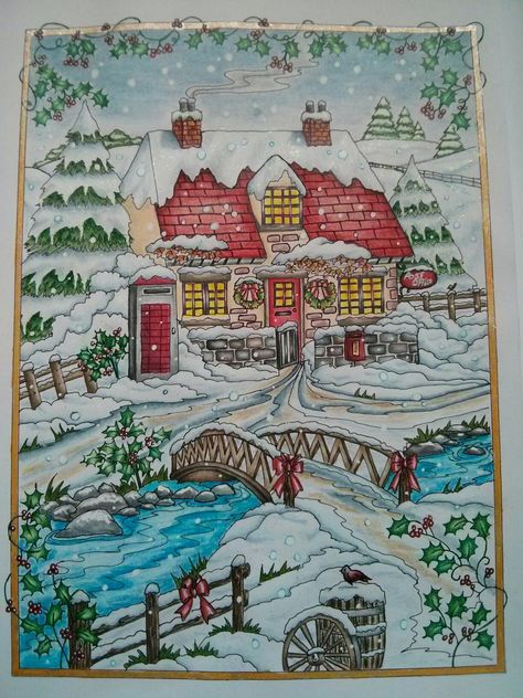 Creative Haven. Winter Wonderland #creativehaven #winterwonderland Winter Wonderland Drawing, Wedding Maps, Winter Drawing, Teresa Goodridge, Creative Haven Coloring Books, Christmas Landscape, Snow Art, Christmas Graphics, Landscape Drawings