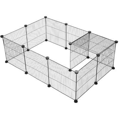 Portable Dog Playpen: multi-angle connectors make this playpen easy to set up and take down. You can make this pen into different shapes | Tucker Murphy Pet™ Pet Playpen Metal Portable Dog Playpen For Small Animal Fence Panels Indoor/Outdoor For Puppy, Rabbit, Bunny, Guinea Pigs in Black Cat Crate, Pet Playpen, Dog Playpen, Cat Cages, Fence Panels, Cat House, Guinea Pigs, Pigs, Small Pets