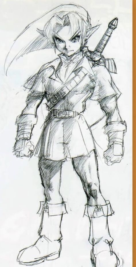 Link Legend Of Zelda Art, Majoras Mask Link, Zelda Sketch, Hyrule Historia, Zelda Drawing, Legend Of Zelda Characters, Videogame Art, Green Elf, Elf Man