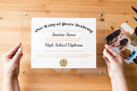 12 Of The Best Diploma Display Ideas for 2019 Graduates | Shutterfly Cute Diploma Display, Display Certificates On Wall, How To Display Diplomas, Diploma Display Wall Offices, Framing Diplomas Ideas, Diy Diploma Frame, Frame Diploma Ideas, Degree Display Ideas, Diploma Display Ideas