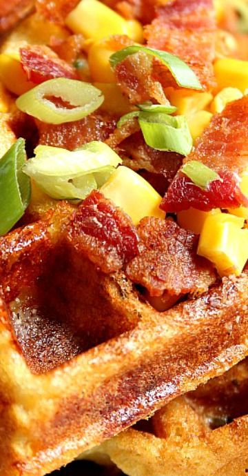 Cornbread Waffles Recipe, Brunch Bacon, Bacon Cornbread, Cornbread Waffles, Waffle Iron Recipes, Waffle Maker Recipes, Ranch Mix, Waffles Recipe, Breakfast And Brunch