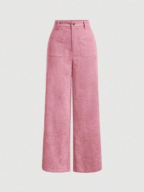 SHEIN MOD Solid Wide Leg Pants | SHEIN Vintage Corduroy Pants, Plaid Print Skirt, Hot Sweater, Vintage Patches, Pants Vintage, Loose Pants, Corduroy Pants, Straight Leg Pants, High Waisted Pants