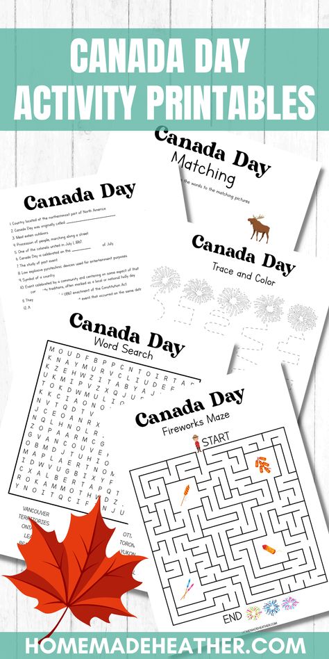 Free Canada Day Printables, Canada Day Activities, Canada Day Crafts, Activity Printables, Boredom Busters For Kids, Flag Printable, Road Trip Activities, Early Finishers Activities, Happy Canada Day