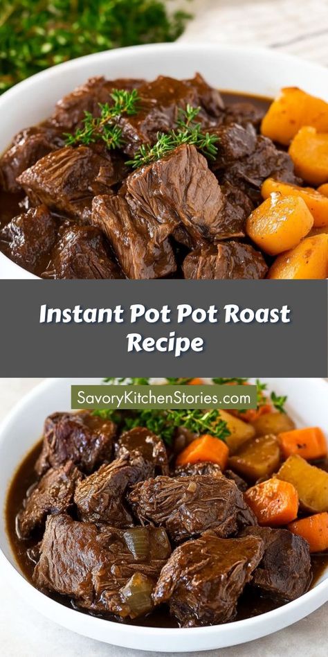 Savor a hearty Instant Pot Pot Roast Recipe that transforms tough cuts into tender perfection! This easy Instapot recipe features savory herbs and vegetables, delivering a comforting meal in no time. Perfect for busy weeknights, this dish is a must-try for any Instapot enthusiast craving delicious home cooking. Easy Instapot Recipes, Instant Pot Pot Roast Recipe, Crockpot Potluck, Instant Pot Pot Roast, Easy Pot Roast, Pot Roast Recipe, Savory Herb, Healthy Instant Pot Recipes, Roast Recipe