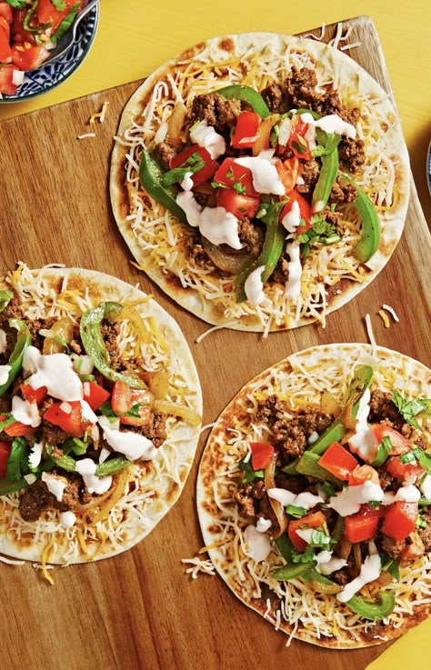 Beef Tostadas, Spicy Crema, Meal Subscription, Tortilla Bake, Fresh Recipe, Asian Recipe, Fresh Meals, Hello Fresh Recipes, Ground Beef Tacos