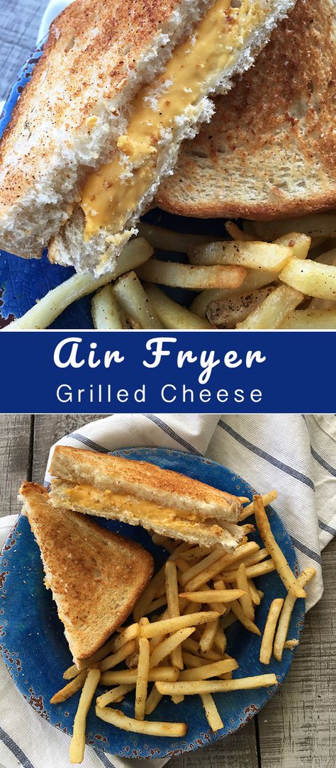 Air Fryer Grilled Cheese - Recipe Diaries #airfryer #grilledcheese #sandwiches How To Make Grilled Cheese In Air Fryer, Airfryer Grilled Cheese, Air Fry Grilled Cheese Sandwich, Air Fryer Grilled Cheese Sandwich, Airfryer Grilled Cheese Sandwich, Making Grilled Cheese, Best Grilled Cheese, Air Fried Food, Grilled Cheese Recipes