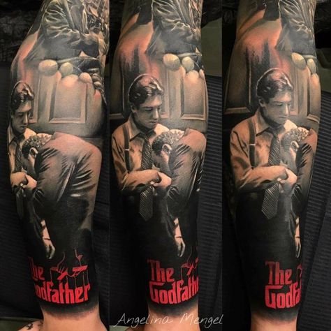 The Godfather Tattoo, Mob Tattoo, Godfather Tattoo, Tattoo Mafia, Full Leg Tattoos, Realistic Tattoo Sleeve, Gangsta Tattoos, Tattoo Inspiration Men, Cool Chest Tattoos