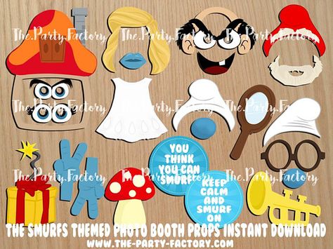 Smurfs Party Decorations, Smurfs Party, Disney Princess Cartoons, Monsieur Madame, The Smurfs, Looney Tunes Cartoons, Funny Vines, Booth Props, Photo Booth Props