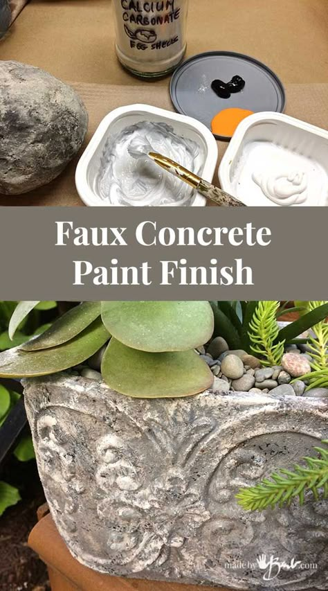 Faux Concrete Paint, Aging Terra Cotta Pots, Painted Porch, Floor Concrete, Concrete Paint, Diy Concrete Planters, Porch Floor, Cement Diy, Concrete Diy Projects