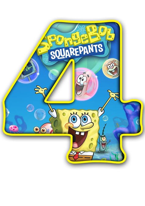 Spongebob Cake Topper Printable, Spongebob Printables, Spongebob Decorations, Spongebob Happy, Number Search, Preschool Designs, Spongebob Cake, Spongebob Birthday Party, Spongebob Drawings