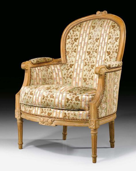 BERGERE, Louis XVI, Paris um 1780/85. Colourful Leaves, Colorful Leaves, Louis Xvi, Flowers Leaves, Accent Chairs, Home Accessories, Walnut, Carving, Paris