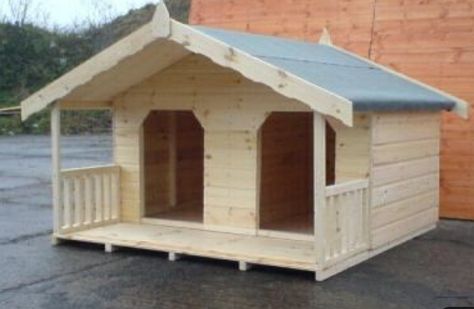 Double Dog House, Luxury Dog Kennels, Dog House Ideas, Dog Kennel Designs, Dog Kennel Cover, Wooden Dog Kennels, Wooden Dog House, Large Dog House, Dog House Plans