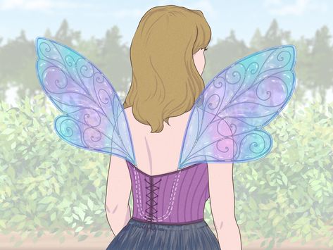 How to Make Fairy Wings: 3 Easy Ways How To Make Fairy Wings Diy Easy Tutorial, Diy Fabric Fairy Wings, Diy Fairy Wings Easy, Fairy Wings Tutorial, Make Fairy Wings, Fly Costume, Christmas Angels Diy, Book Angel, Diy Fairy Wings