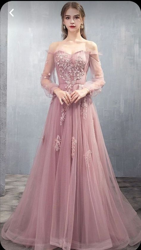 Cottagecore Formal Dress, Tulle Pink, Prom Dress Pink, Lace Long Prom Dress, Junior Party Dresses, Pink Evening Dress, Gaun Fashion, Dress Idea, Pink Prom Dress