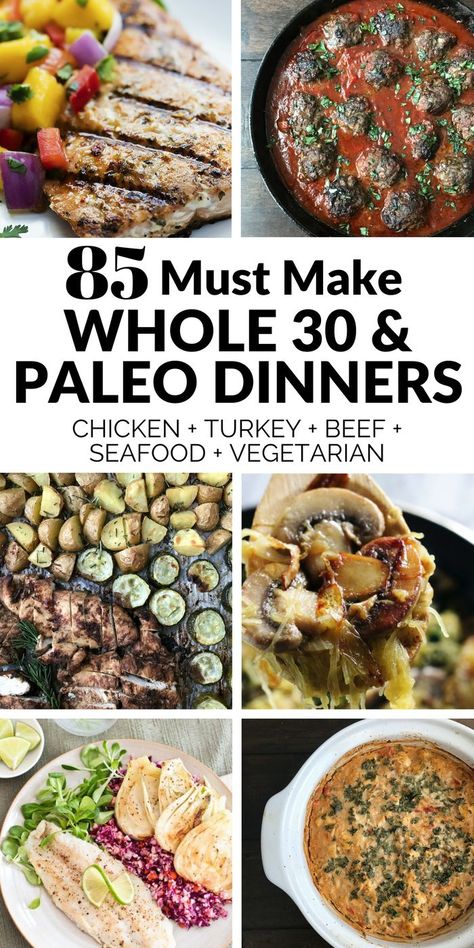 You'll love this collection of 85 of the best Whole 30 & Paleo dinner recipes! Whole 30 Chicken, Paleo Chicken Dinner, Paleo Casserole Recipes, Paleo Dinner Recipes, Whole 30 Chicken Recipes, Using Rotisserie Chicken, Whole30 Beef, Beyond Diet Recipes, Paleo Casserole