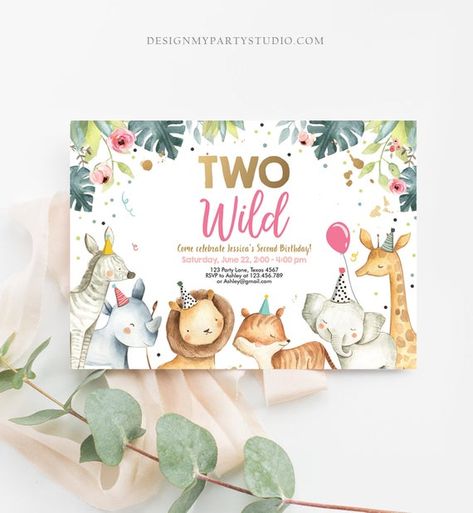 Born Two Be Wild, Wild One Birthday Invitations, Boy Birthday Invitations, Party Animals, Birthday Invitations Girl, First Birthday Invitations, Gold Party, Third Birthday, Computer Laptop