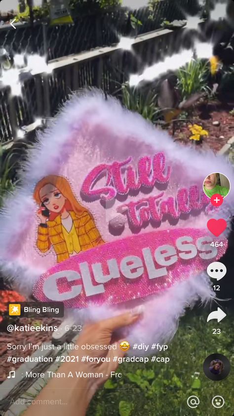 Still Clueless Grad Cap, Graduation Cap Designs Clueless, Still Totally Clueless Grad Cap, Clueless Grad Cap, Clueless Graduation Cap, Bratz Graduation Cap, Pink Cap And Gown Graduation Pictures, Pink Graduation Cap Designs, School Campaign Posters