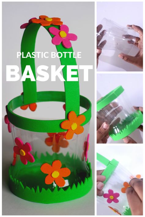 Plastic Bottle Crafts Recycled, Plastic Bottle Crafts Diy, Creative Easter Baskets, Easter Basket Crafts, Diy Plastic Bottle, Plastic Bottle Art, Basket Crafts, Seni Dan Kraf, Easter Basket Diy