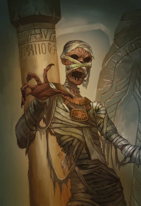 Mummy, Dan Ramos on ArtStation at https://www.artstation.com/artwork/q9YJQy Mummy Lord Fantasy Art, Mummy Monster Art, Mummy Concept Art, Mummy Fantasy Art, Mummy Artwork, Mummy Art, Tomb Kings, Cute Zombie, Zombie Art