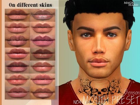 Black Sims 4 Cc Lip Preset, Sims 4 Cc Men Lips, Sims 4 Mouth Cc, Sims 4 Male Lips, Sims 4 Mouth Presets, Sims 4 Lip Presets, Body Presets, Cc Skin, Mods Sims 4