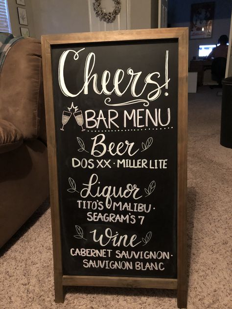 Made for a wedding Bar Menu Wedding Chalkboard, Chalkboard Bar, Bar Menu Wedding, Menu Wedding, Chalkboard Wedding, Wedding 2024, Surprise Party, Bar Menu, Cabernet Sauvignon