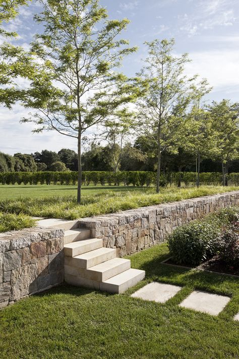 Travertine Steps Outdoor, Retaining Wall Stairs, Wiffle Ball Field, Travertine Steps, Residential Compound, Terrace Dining, Stone Terrace, Hardscape Ideas, Spanish Farmhouse