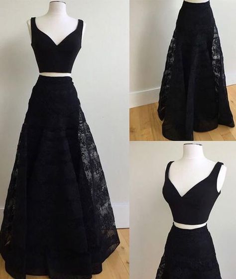 . Lace Long Prom Dress, Black Lace Prom Dress, Graduation Party Dresses, Black Evening Gown, Formal Dresses For Teens, Lace Evening Gowns, Prom Dresses 2017, Banquet Dresses, Prom Dresses Two Piece