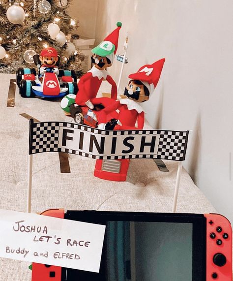 Wwe Elf On The Shelf, Elf On The Shelf With Magnet Tiles, Elf On The Shelf Mario Ideas, Elf On The Shelf Playing Chess, Elf On The Shelf Ideas Soccer, Elf On The Shelf Super Mario, Elf Soccer Ideas, 3 Elves On The Shelf Ideas, Elf On The Shelf Baseball