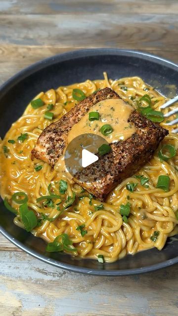 Jordan Hanger on Instagram: "Creamy spicy ramen noodles with salmon   #ramen #salmon" Creamy Spicy Ramen, Noodles With Salmon, Salmon Ramen, Spicy Garlic Noodles, Spicy Ramen Noodles, Best Salmon Recipe, Best Salmon, Spicy Ramen, Garlic Noodles