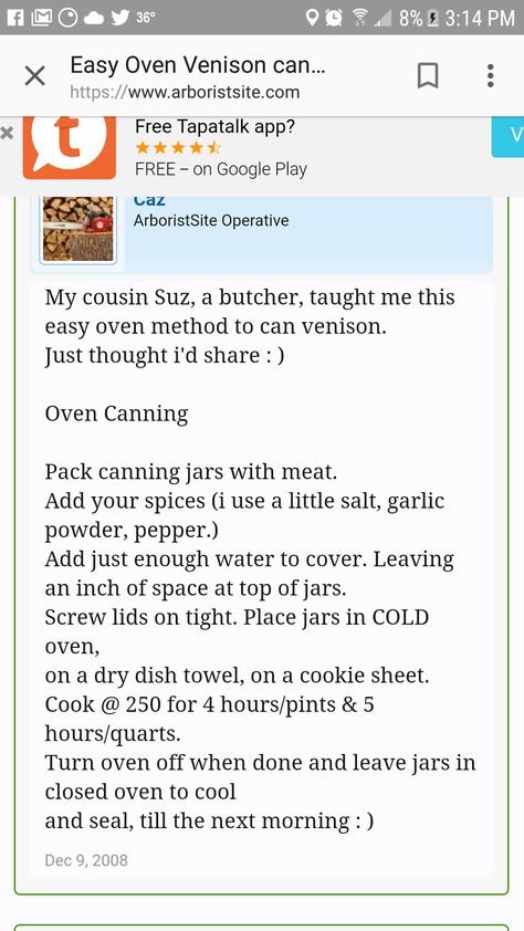 Canning deer meat in oven Canning Meat In The Oven, Recipes Using Canned Deer Meat, Oven Canning Meat, Canning Deer Meat, Canning Soups, Canning Room, Canning Venison, Canned Venison, Canning Meat