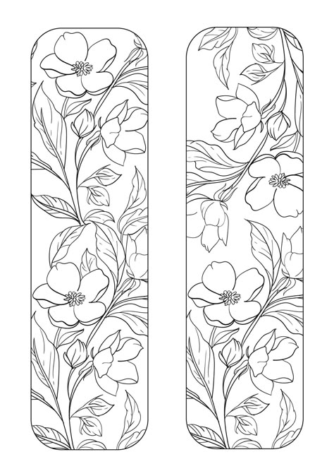 Bookmarks With Flowers, Joululahjat Diy, Free Printable Bookmarks, Coloring Pages Adult, Creative Bookmarks, Coloring Bookmarks, Glass Diy, صفحات التلوين, Book Marks