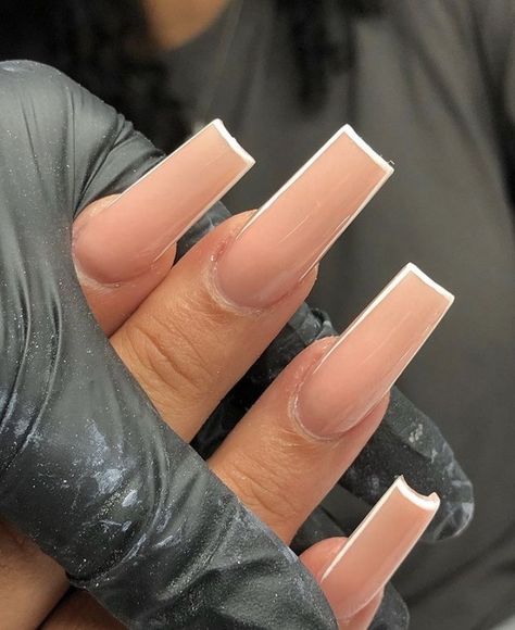 Nude Tapered Square Nails, Medium Tapered Square Acrylic Nails, Nude Square Nails, Acrylic Nails Nude, Tapered Square Nails, Ombre Acrylic Nails, Glamour Nails, Work Nails, French Tip Acrylic Nails