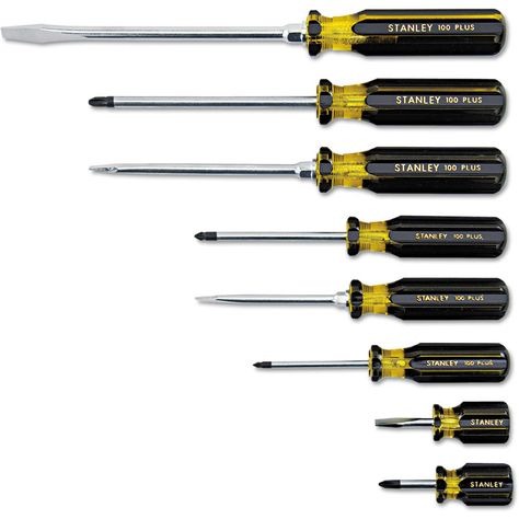 The screwdrivers are the most versatile, yet underrated hand tools you would come across. Acquainted with the importance of this tool in home and industry based applications, Moglix presents a new range of screwdriver sets. The equipment that we offer as a part of this category come with handles made from high impact cellulose acetate and thus be vital additions to your tool kit. Screw Drivers, Mechanic Gloves, Diy Entertainment, 100 Plus, Cordless Power Tools, Cellulose Acetate, Screwdriver Set, Tool Kit, Black N Yellow