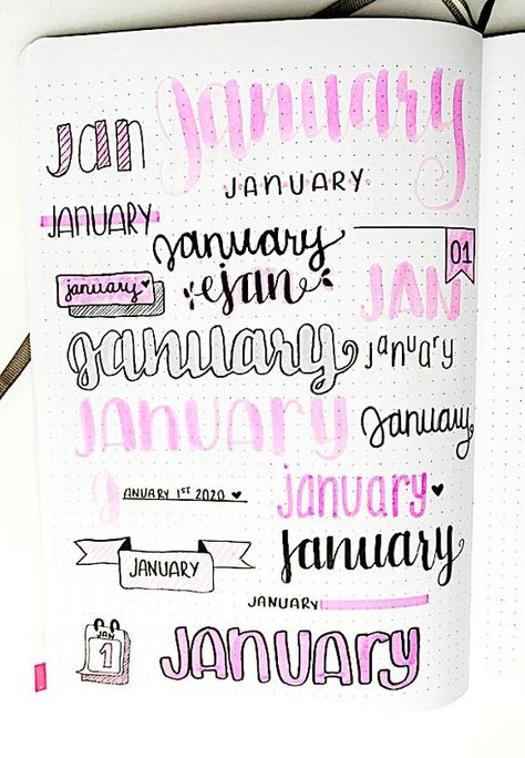 Headers Journal, Journal Headers, Dotted Bullet Journal, Monthly Bullet Journal, Bullet Journal Titles, Bullet Journal Headers, Bullet Journal Month, January Bullet Journal, Bullet Journal Font