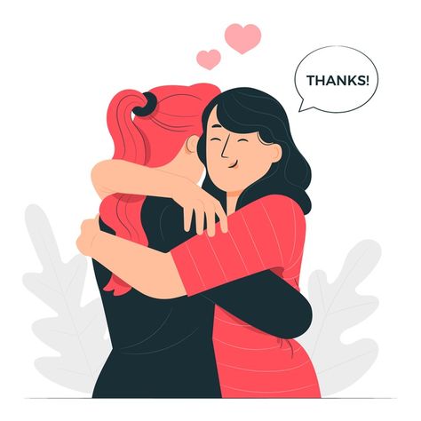 Thank You Illustration, People Hugging, Hug Illustration, Friends Hugging, Friends Illustration, People Illustration, Business Illustration, Flat Illustration, Vector Photo