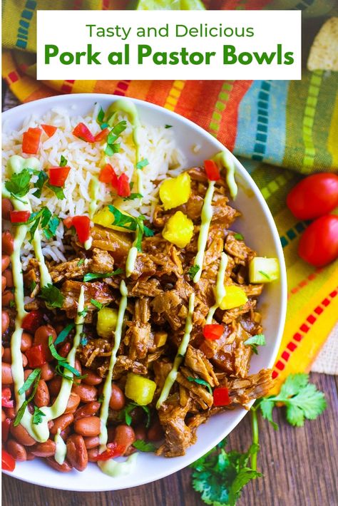 Al Pastor Burrito Bowl, Pastor Recipe Pork, Pork Al Pastor Recipes, Pork Burrito Bowl Recipe, Shredded Pork Burrito Bowl, Pork Al Pastor, Keto Pork, Slow Cooked Pulled Pork, Hispanic Recipes