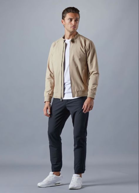 Men’s Fashion At 40, Men's Bomber Jacket, Beige Jacket Outfit Men, Outfit Bomberjacket, Beige Outfit Men, Light Jacket Men, Beige Jacket Outfit, Casual Jacket Men, Jacket Outfit For Men