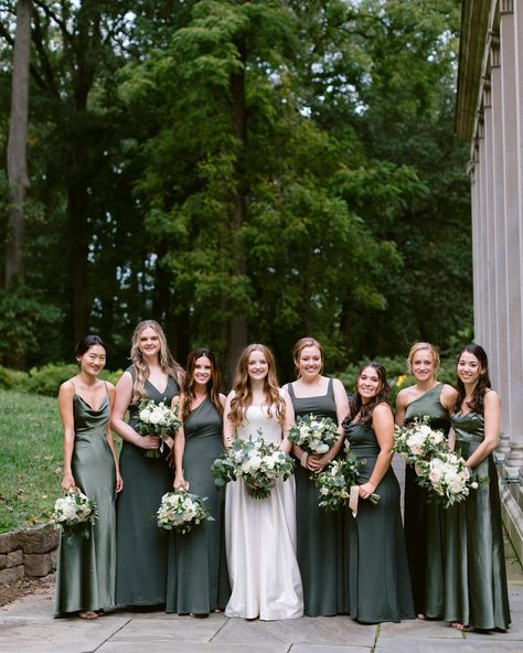 Giving us all the greens ✨💚 Featuring our Crepe and Shiny Satin bridesmaid dresses in Olive #BIRDYGREY #birdyinthewild Photographer: @dolaphoto Birdy Grey Olive, Olive Green Bridesmaid, Olive Green Bridesmaid Dresses, Silver Bridesmaid Dresses, Silver Bridesmaid, Birdy Grey, Green Bridesmaid, Green Bridesmaid Dresses, Satin Bridesmaid Dresses