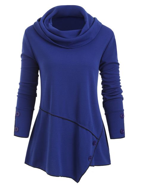 Cowl Neck Buttons Long Sleeves Top , #Aff, #Buttons, #Neck, #Cowl, #Top, #Sleeves #affiliate Cowl Neck Shirt, Red Long Sleeve Shirt, Dress Asymmetrical, Cowl Neck Tunic, Button Long Sleeve, Tops Blouse, Women Long Sleeve Tops, Asymmetrical Tops, Collar Top