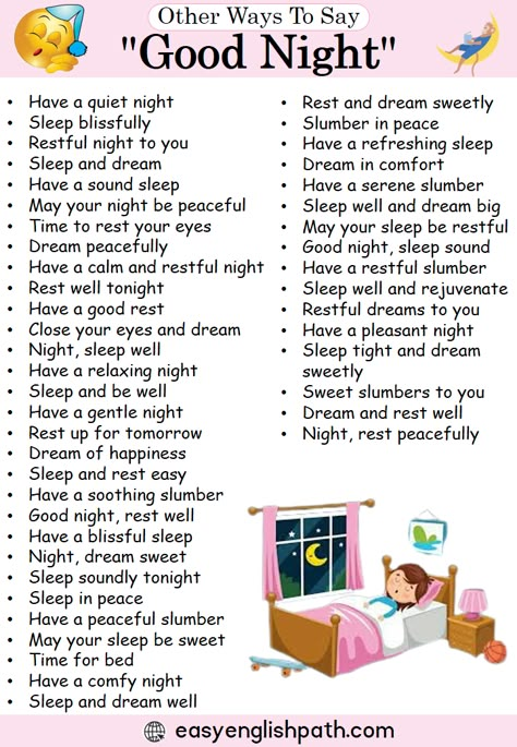 35 Different Ways to Say “Good Night” In English. Ways to Say “Good Night” In English How To Say Good Night In Different Ways, Different Ways To Say Goodnight, Way To Say Good Night, Good Night Words, Sweet Text, Good Night Story, English Word Book, Other Ways To Say, Sweet Text Messages