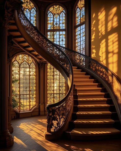 زجاج ملون, The Staircase, Dream House Rooms, Fantasy House, Spiral Staircase, Dream House Interior, Dream Decor, Dream Rooms, Dream House Decor