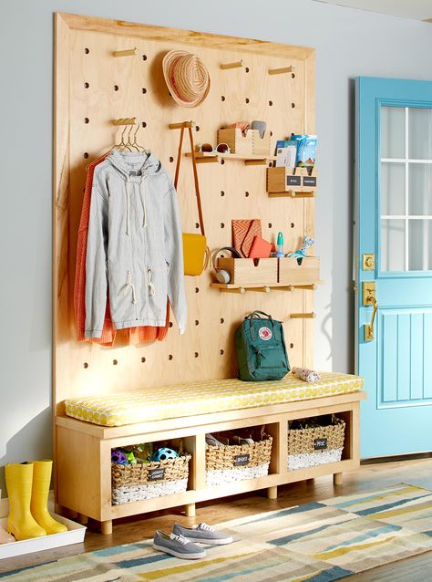 Don't limit pegboard to the garage. These multipurpose panels can help you get organized in the kitchen, bedrooms, living spaces, and more. #pegboard #organization #diypegboard #storageideas #bhg Organize Garage, Pegboard Craft Room, Pegboard Ideas, Pegboard Display, Pegboard Storage, Small Laundry Room Organization, Room Storage Diy, Pegboard Organization, Pegboard Accessories