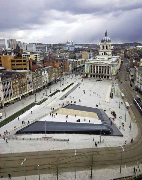 Old Market Square Nottingham. Probably the best market I have ever been to though I was a child at the time. Old Market, City Square, Nottingham City, Public Realm, Market Square, Landscape And Urbanism, Urban Spaces, City House, Urban Planning