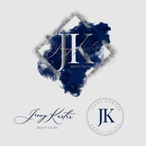 Beautiful navy blue and silver logo design, initials logo, signature logo, Premium logo design barcelonadesign #beautysalon #designtips🍳. Balloon Logo Design Ideas, Silver Logo Design, Logo Microblading, Wax Logo, Microblading Logo, Premium Logo Design, Stylist Logo, Logo Makeup Artist, Pet Shop Logo